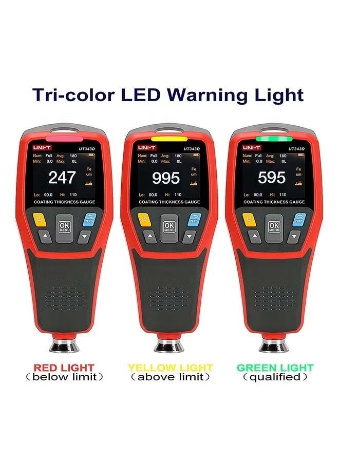 يوني تي UNI-T UT343D مقياس سمك الطلاء الرقمي نطاق اختبار 0 إلى 1250um مع وظيفة بيانات USB - Image 4