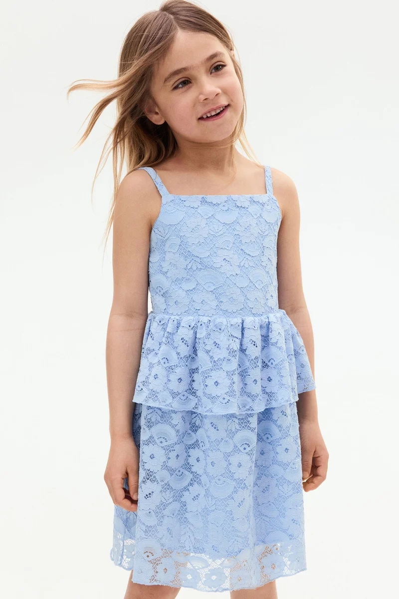 اتش اند ام فستان دانتيل بحواف مكشكشة