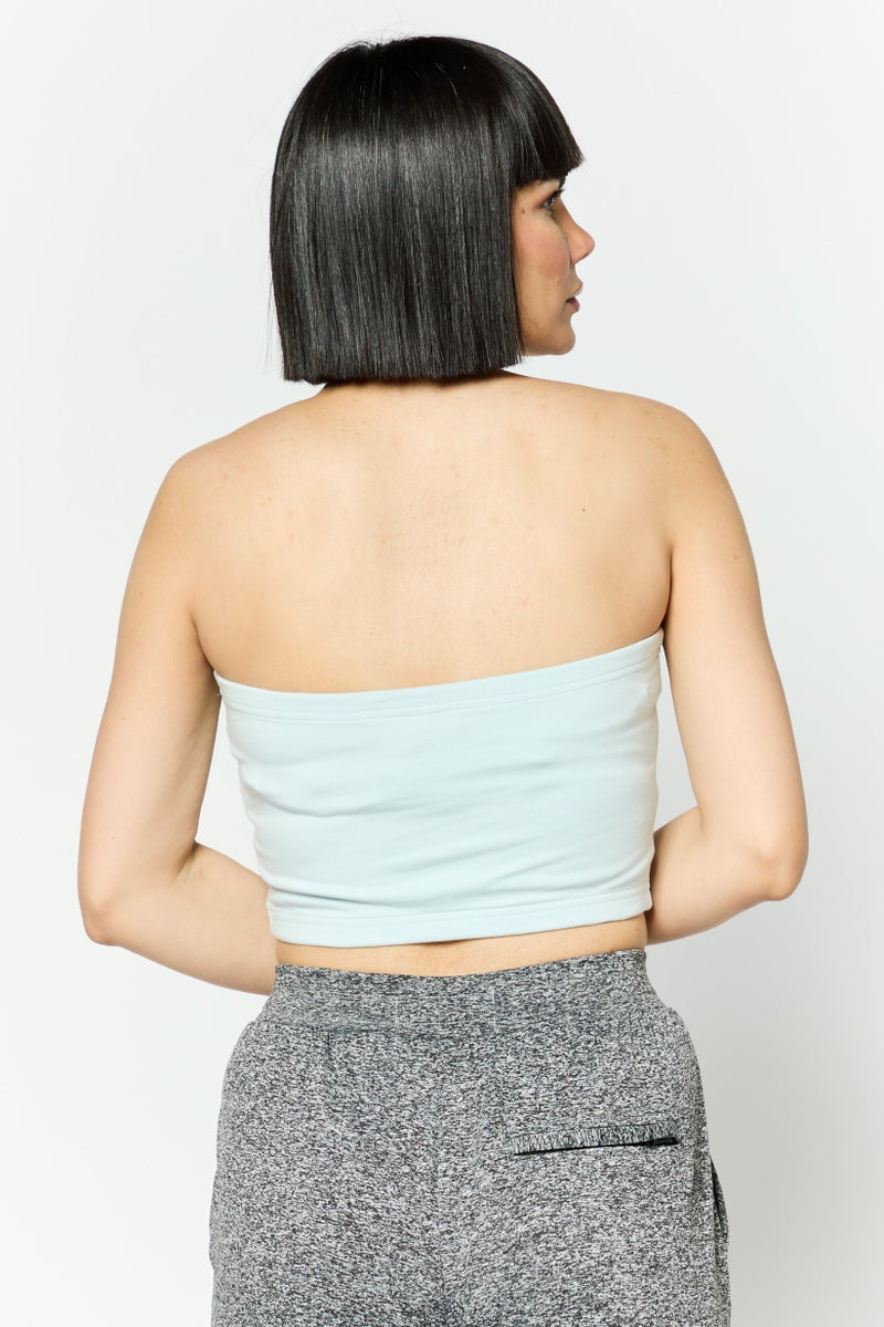 Ellesse Women Brand Logo Print Strapless Top, Light Blue - Image 2