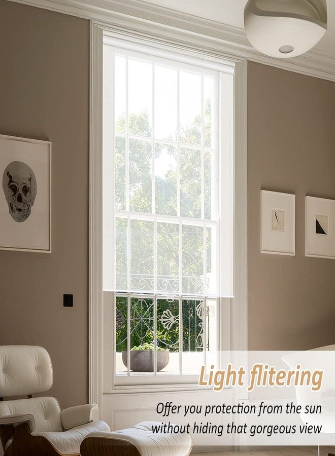 LUCKUP Light Filtering Roller Shades for Windows, Cordless Semi Sheer Solar Blinds with 5% Openness Free-Stop Window Shades for Home & Office, White 22" W x 72" L - Image 2