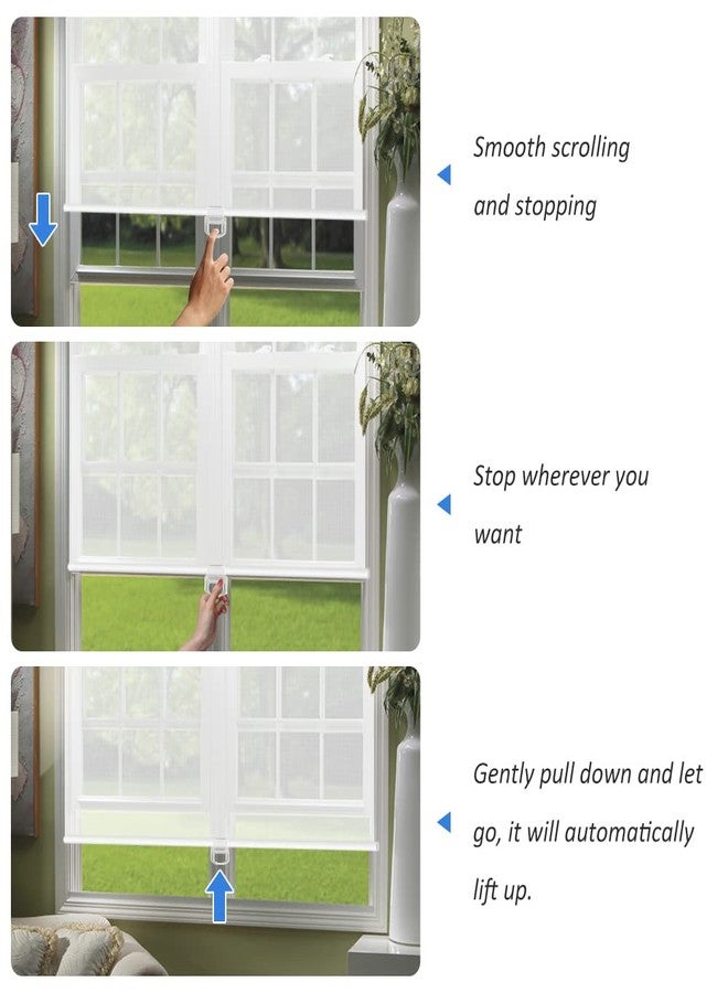 LUCKUP Light Filtering Roller Shades for Windows, Cordless Semi Sheer Solar Blinds with 5% Openness Free-Stop Window Shades for Home & Office, White 22" W x 72" L - Image 4