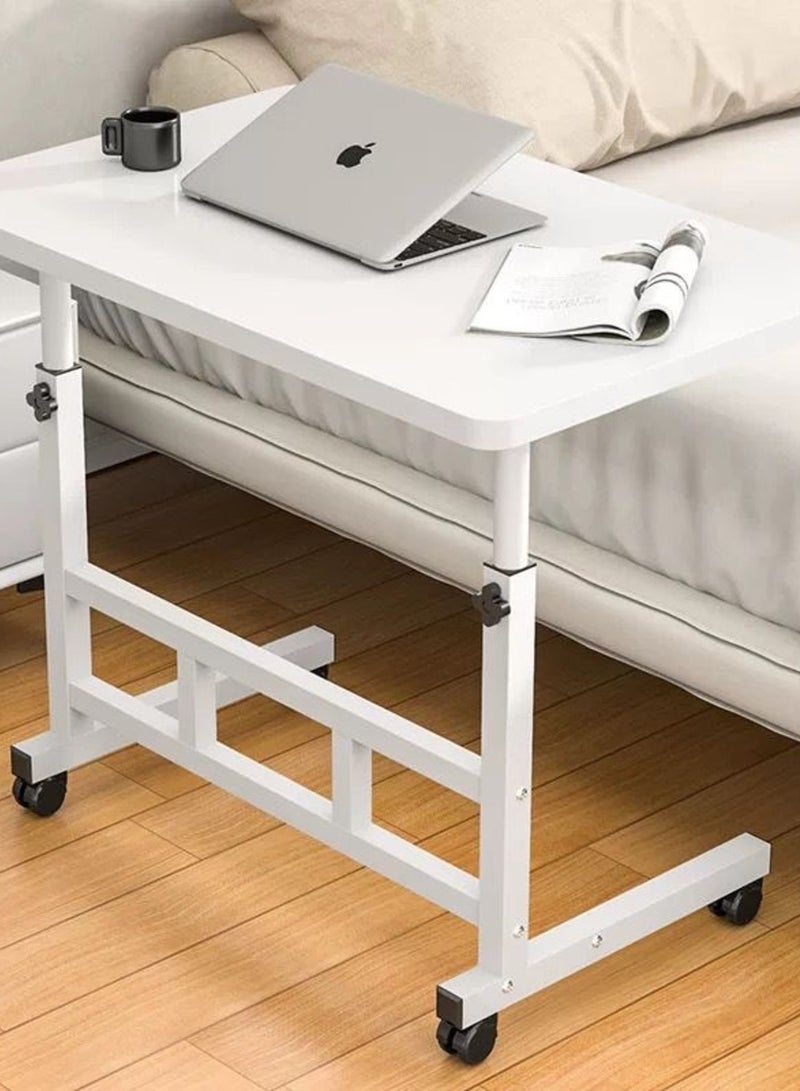 SHEE ONE Adjustable Rolling Laptop Table (65–87 cm) | Study Desk, Overbed Meal Table, and Sofa-Side Workstation | Modern Design with Locking Wheels | Sizes: 60×85 cm & 40×60 cm - Image 1