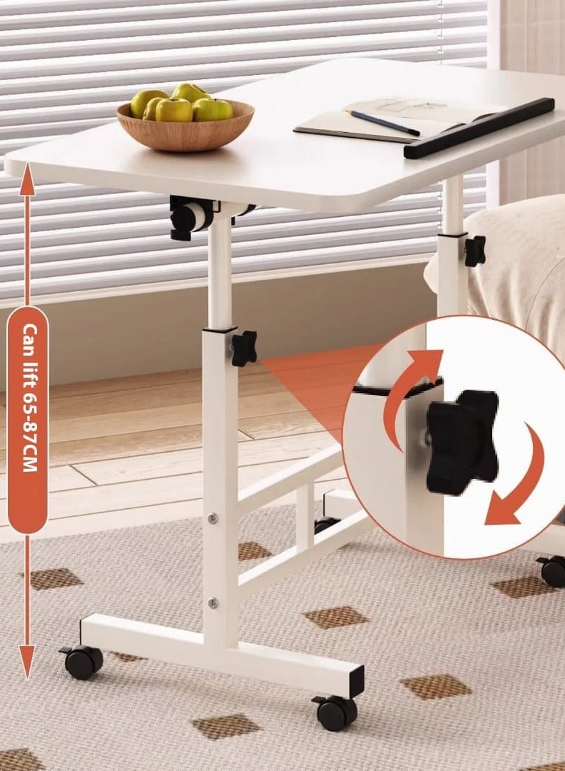 SHEE ONE Adjustable Rolling Laptop Table (65–87 cm) | Study Desk, Overbed Meal Table, and Sofa-Side Workstation | Modern Design with Locking Wheels | Sizes: 60×85 cm & 40×60 cm - Image 3