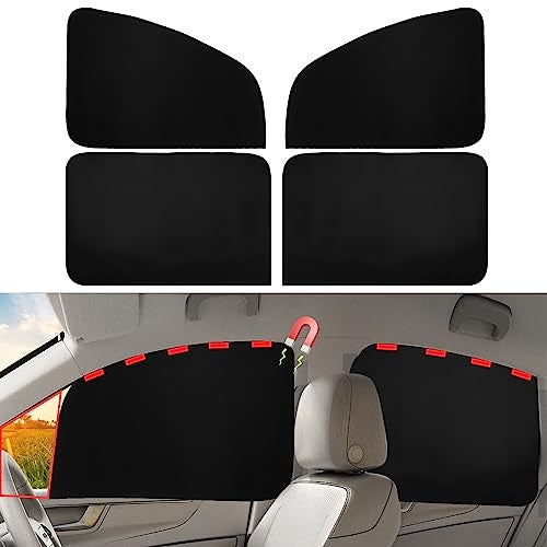 Ovege Car Window Shades Magnetic - Side Window Sun Shade Car Curtain Suedette UV Protection Privacy Baby Suction Magnetic －Front&Back 4pcs - Image 1