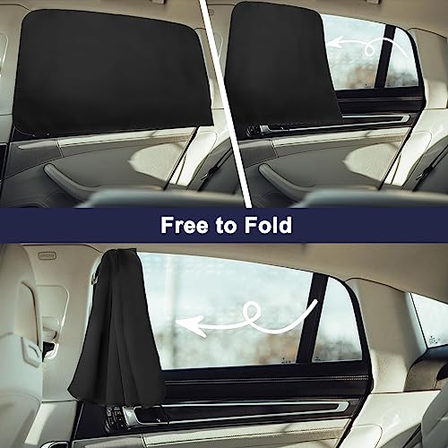 Ovege Car Window Shades Magnetic - Side Window Sun Shade Car Curtain Suedette UV Protection Privacy Baby Suction Magnetic －Front&Back 4pcs - Image 4