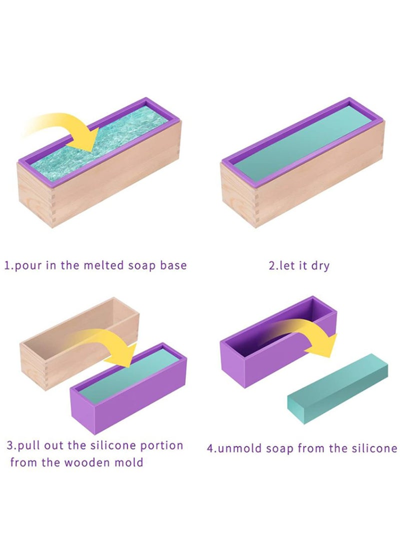 Rectangular Wooden Soap Mold with Silicone Liner Natural Safe Heat Resistant for Handmade Soap Chocolate Salt Carving Jelly Pudding Microwave Fridge Friendly Durable Lid Design - Image 4