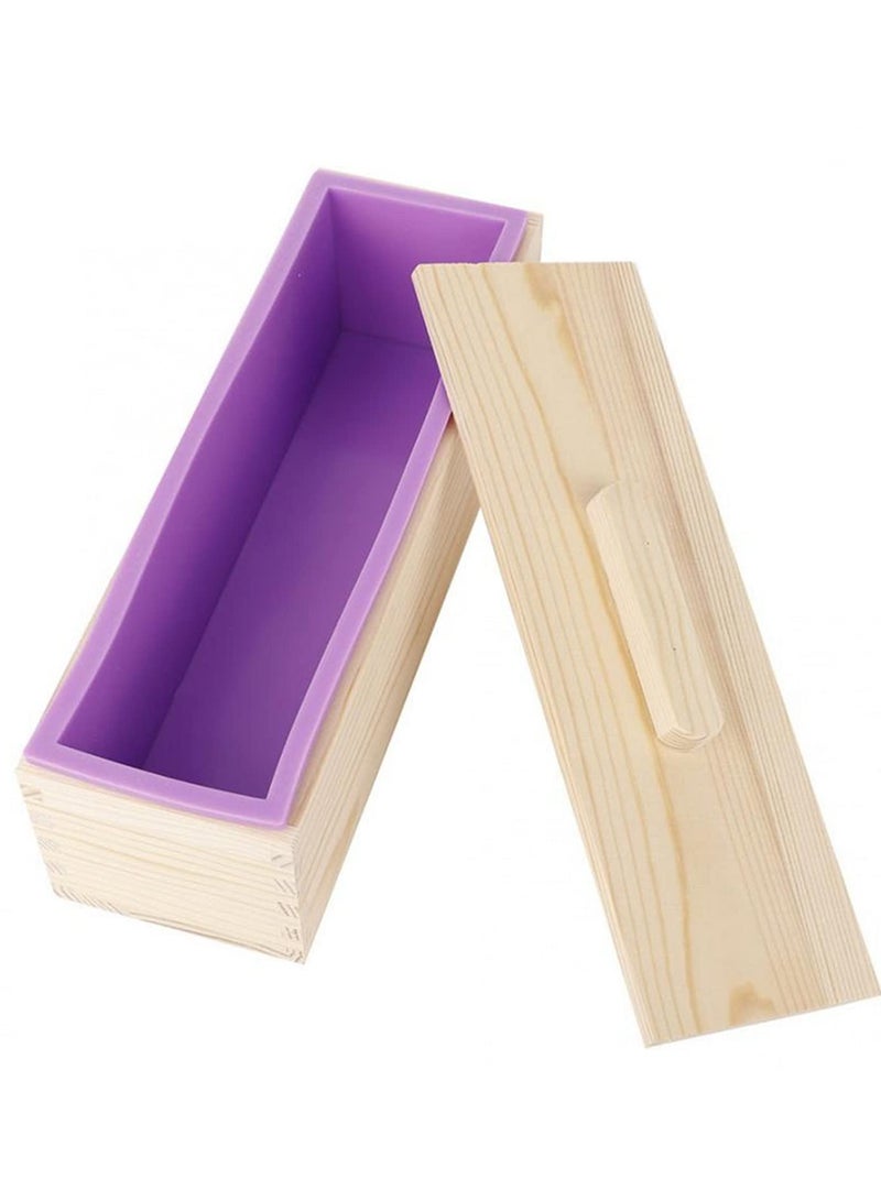 Rectangular Wooden Soap Mold with Silicone Liner Natural Safe Heat Resistant for Handmade Soap Chocolate Salt Carving Jelly Pudding Microwave Fridge Friendly Durable Lid Design - Image 1
