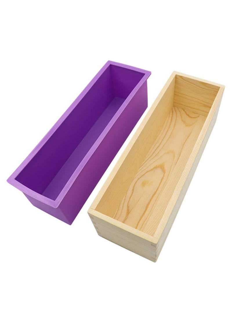 Rectangular Wooden Soap Mold with Silicone Liner Natural Safe Heat Resistant for Handmade Soap Chocolate Salt Carving Jelly Pudding Microwave Fridge Friendly Durable Lid Design - Image 2