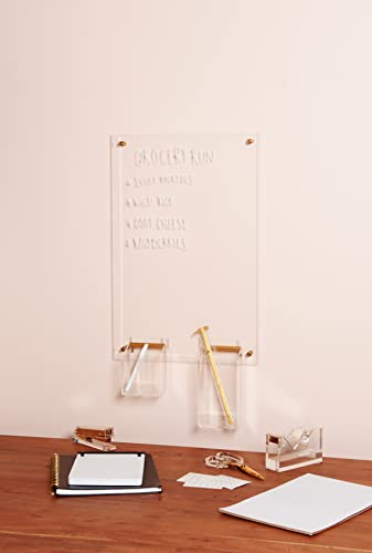 russell+hazel Acrylic Wall Memo Board, Home and Work Office Supplies, 15.75” W x 24” L x 0.25” H, with 2 Markers, Clear (62858) - Image 3