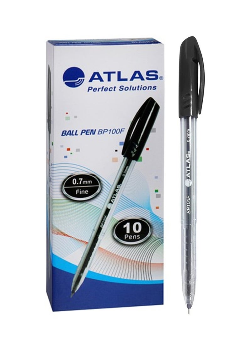 ATLAS 10-Piece Ballpoint Pen Fine 0.7mm Tip Black Ink  - Image 1