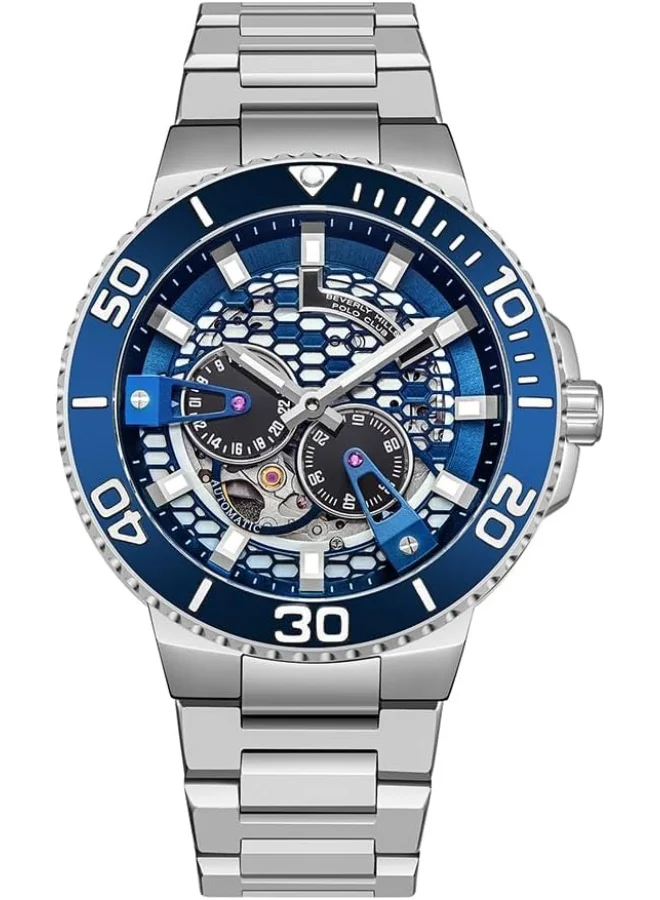 بيفرلي هيلز بولو كلوب BEVERLY HILLS POLO CLUB BP3702X.390 Men Automatic Multifunction Display Watch & Metal Strap Silver