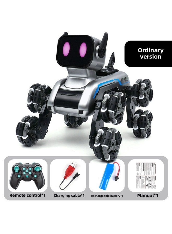 Smart Remote Control Robot Dog Remote Control Car Toy Children Electric Mechanical Dog Gesture Sensing Pet Dog Gift Boy-Color:Eight-wheel Robot Dog  - Silver Gray  1 Set Of Lithium Batteries + Remot - Image 1