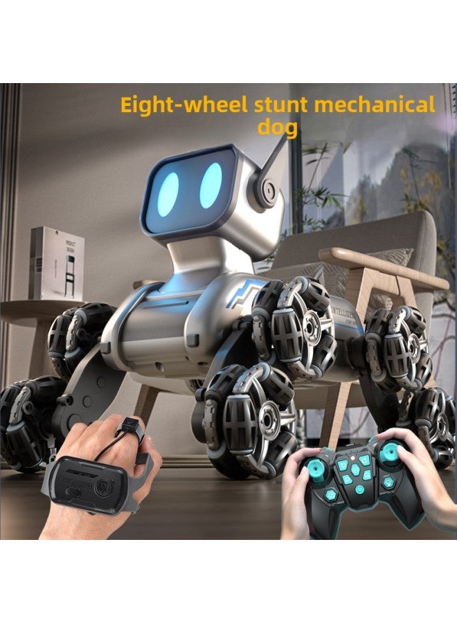 Smart Remote Control Robot Dog Remote Control Car Toy Children Electric Mechanical Dog Gesture Sensing Pet Dog Gift Boy-Color:Eight-wheel Robot Dog  - Silver Gray  1 Set Of Lithium Batteries + Remot - Image 2