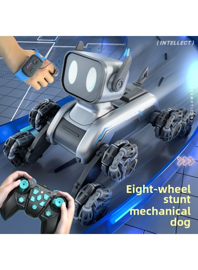 Smart Remote Control Robot Dog Remote Control Car Toy Children Electric Mechanical Dog Gesture Sensing Pet Dog Gift Boy-Color:Eight-wheel Robot Dog  - Silver Gray  1 Set Of Lithium Batteries + Remot - Image 3