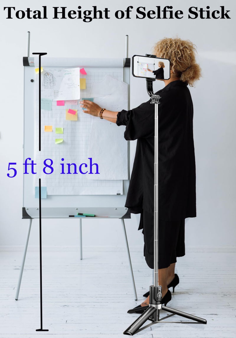 SUBTON BASICS Long Selfie Stick Big Tripod with Wireless Bluetooth Selfie Remote|Compatible with All Smartphones for YouTube Vlogging Reels (172cm Selfie Stick) - Image 2