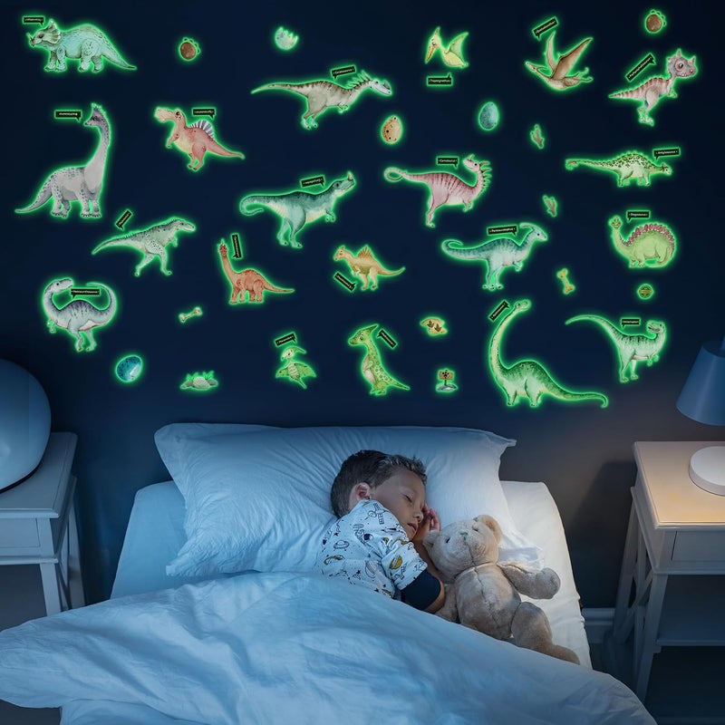 Excefore Glow in The Dark Dinosaur Wall Decals, Large Luminous Removable Dinosaur Stickers for Boys' Bedroom, Ceiling, Nursery, Kids' Birthday Gift - Image 2