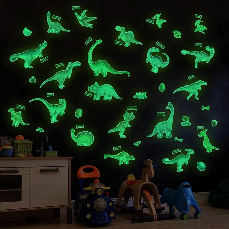 Excefore Glow in The Dark Dinosaur Wall Decals, Large Luminous Removable Dinosaur Stickers for Boys' Bedroom, Ceiling, Nursery, Kids' Birthday Gift - Image 1