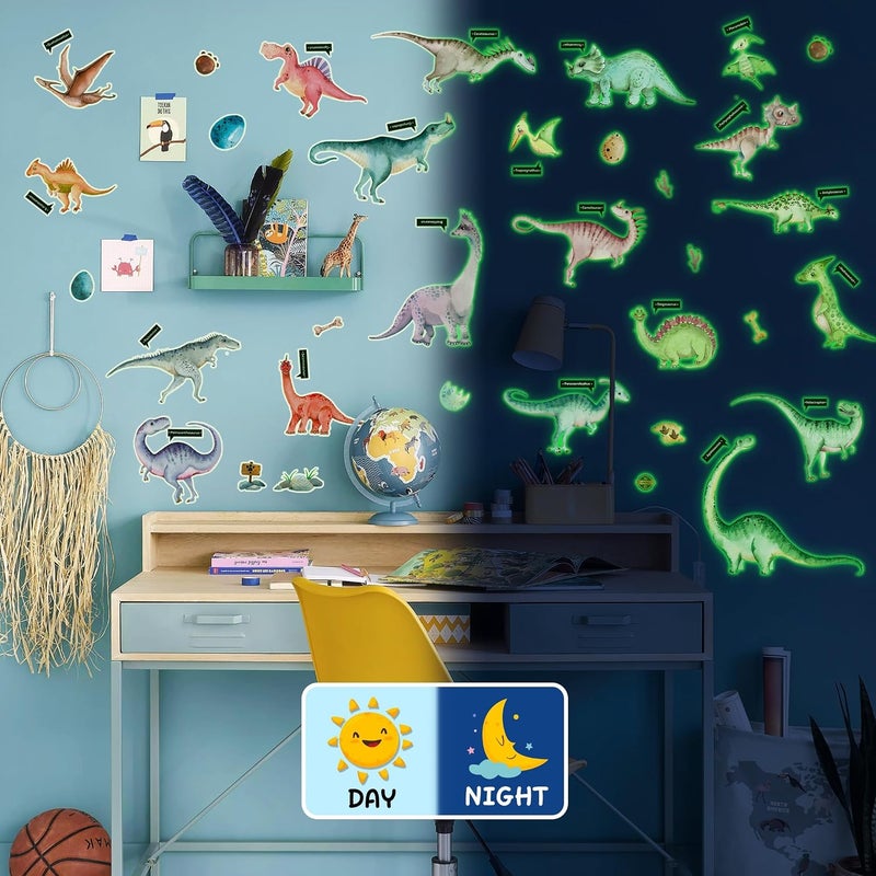 Excefore Glow in The Dark Dinosaur Wall Decals, Large Luminous Removable Dinosaur Stickers for Boys' Bedroom, Ceiling, Nursery, Kids' Birthday Gift - Image 3