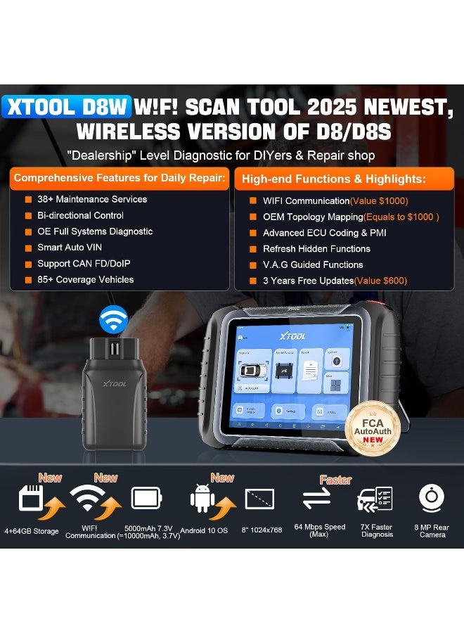 XTOOL XTOOL D8W Wireless Bidirectional Scan Tool  - Image 2