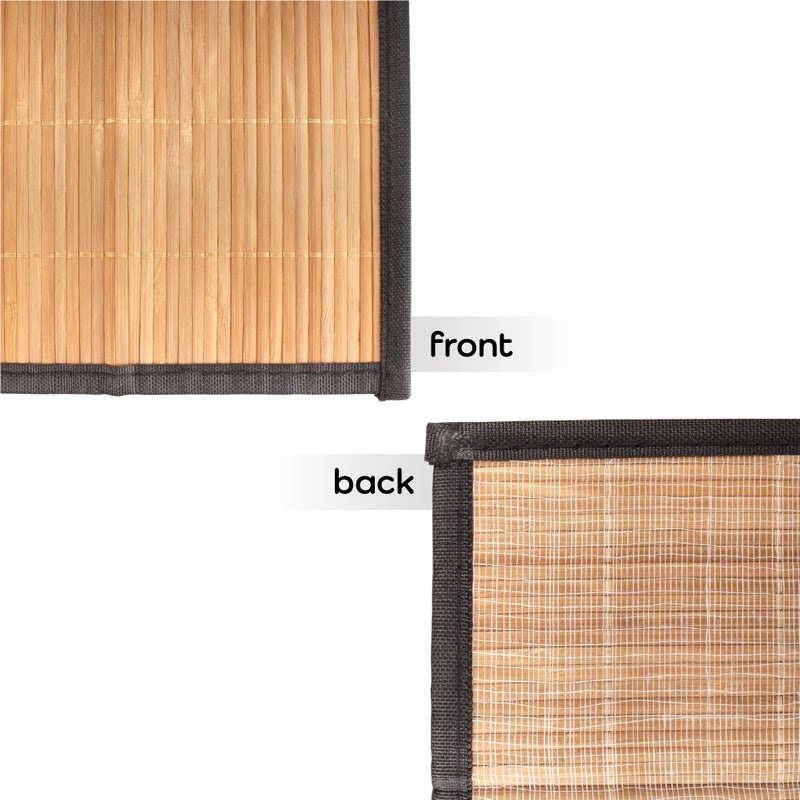 BambooMN Natural Brown Slat Bamboo Table Runner with Fabric Border  Home D?cor  Brown w/ Black Border - 1 Piece - Image 4