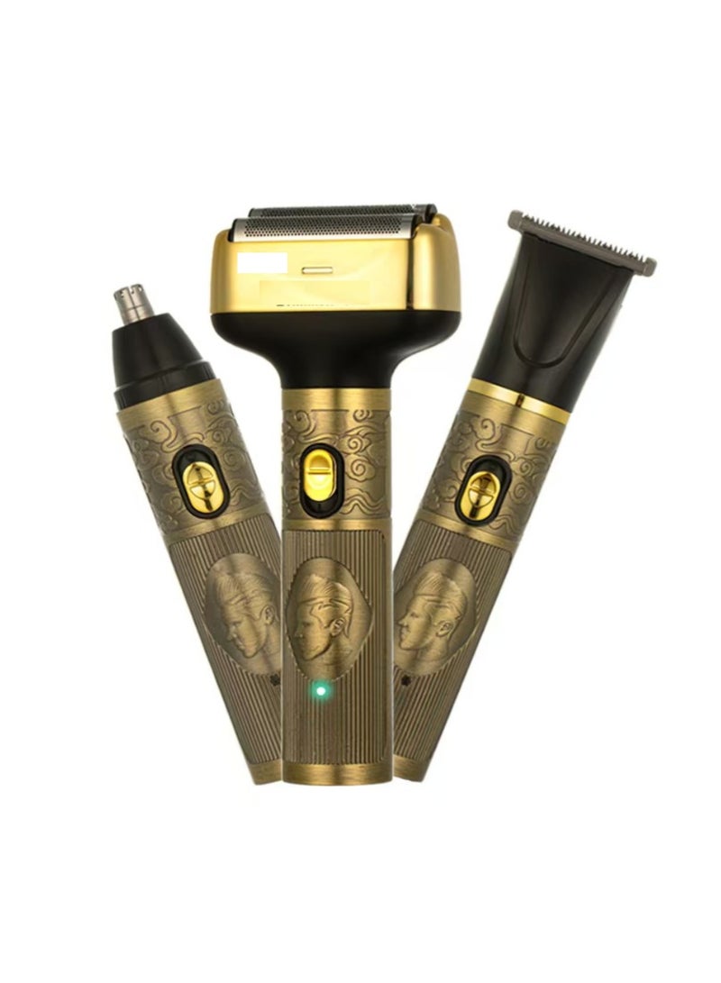 3-in-1 Shaver + Hair Trimmer + Nose Hair Trimmer Multi-Function Set Features brush motor, reciprocating dual blades, and extended battery life - Image 1