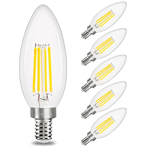 comzler E12 LED Candelabra Bulb Dimmable, Chandelier Light Bulb 2700K Warm White,40W Equivalent,Type B Ceiling Fan Bulbs,C35 B11 Edison Filament Candle Bulbs Candle Lights,400LM,Pack of 6 - Image 1