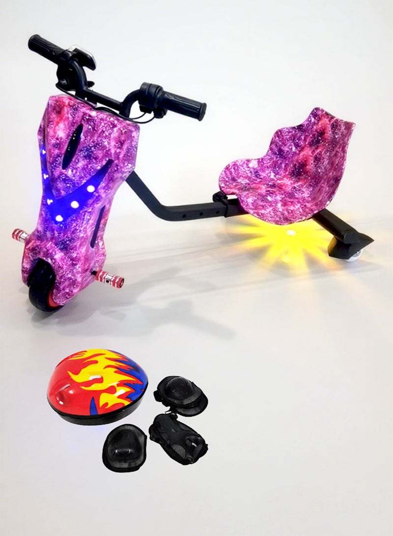 بيبي سكوتر درفت كهربائي صغير بقوة 36 فولت بقدرة عالية ودوران 360° للأطفال والكبار – هيكل قابل للتعديل مزود بتقنية البلوتوث ومعدات حماية، بثلاث سرعات، مزود بمحرك بدون فُرش بقدرة 250 واط، بسرعة تتراوح بين 8 إلى 15 كم/س، ويتحمل وزنًا يصل إلى 80 كجم، مناسب للأعمار من 6 سنوات فأكثر. - Image 2