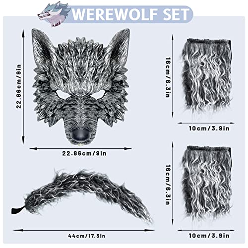 Exlinonline Wolf Costume Headwear (WW-099) for Halloween Party - Includes Wolf Ears, Tails, Gloves and Mask - Perfect for Women, Men, Kids, Boys and Girls - One Size Fits Most - Image 2