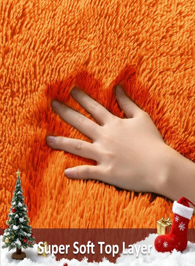 Ophanie Orange Fall Rugs for Bedroom Living Room, Fluffy Fuzzy Furry Carpet, Plush Soft Shaggy Bedside Indoor Floor 4x6 Area Rug for Kids Girls Boys Baby Teen Dorm Nursery Home Decor Aesthetic - Image 2