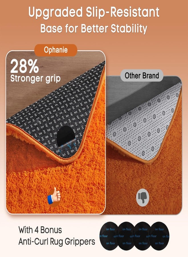 Ophanie Orange Fall Rugs for Bedroom Living Room, Fluffy Fuzzy Furry Carpet, Plush Soft Shaggy Bedside Indoor Floor 4x6 Area Rug for Kids Girls Boys Baby Teen Dorm Nursery Home Decor Aesthetic - Image 4