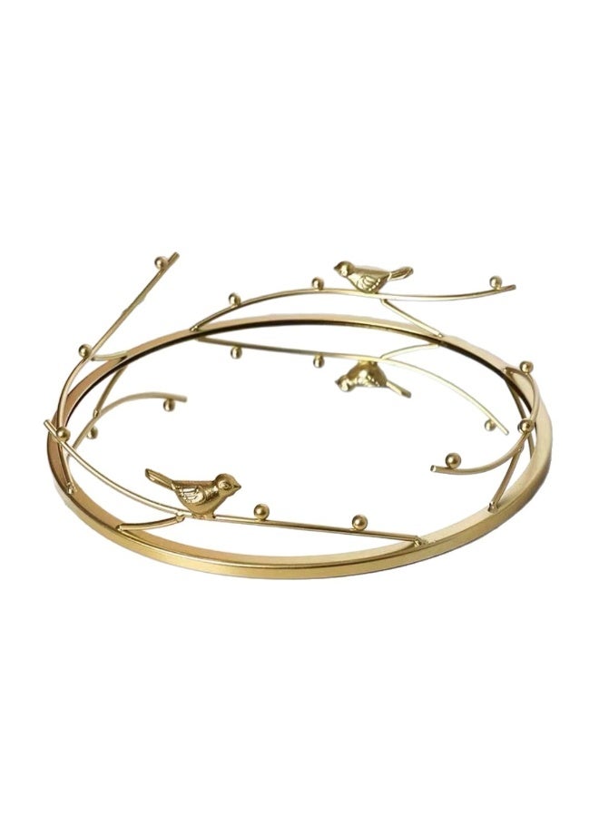Golden Iron Art Bird Decorative Mirror Tray for Home Desktop Storage - Image 1