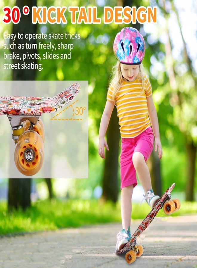 Kqpoinw Kids Skateboard, 22" Complete Skateboards for Kids,Teens,Girls,Beginners,Skate Board,Skateboards with Flower Pattern, Colorful LED Light up Wheels,Skate Tool, Ideal Gift for Girls,Kids - Image 5