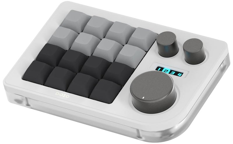 KEEBMONKEY Megalodon Triple Knob Macro Pad Programmable Designer Mini Keyboard 16 Keys (White) - Image 1