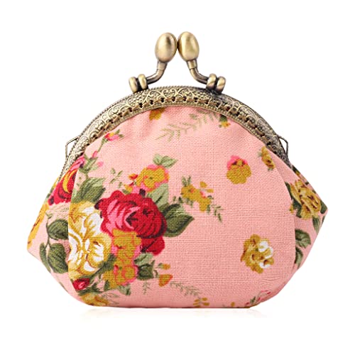 Oyachic Floral Coin Purse,Cute Flower Change Purse,Vintage Wallet with Clasp,Coin Holder Pouch for Woman Girls - Image 1