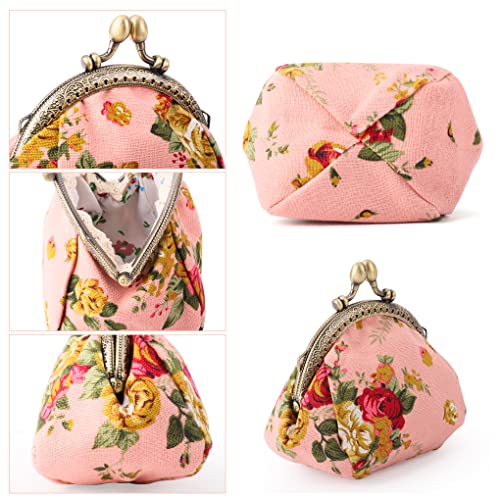 Oyachic Floral Coin Purse,Cute Flower Change Purse,Vintage Wallet with Clasp,Coin Holder Pouch for Woman Girls - Image 2