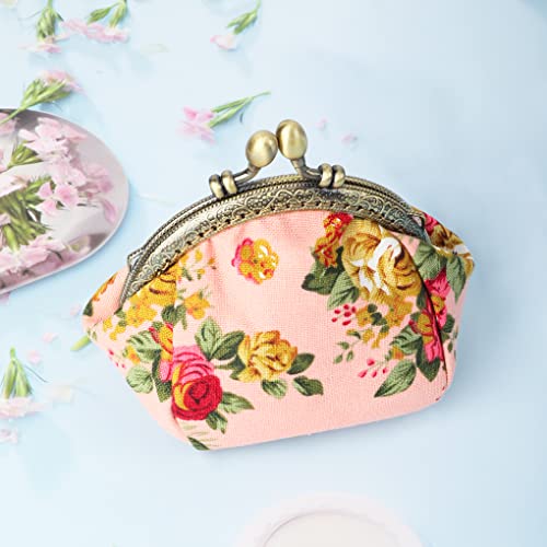 Oyachic Floral Coin Purse,Cute Flower Change Purse,Vintage Wallet with Clasp,Coin Holder Pouch for Woman Girls - Image 3