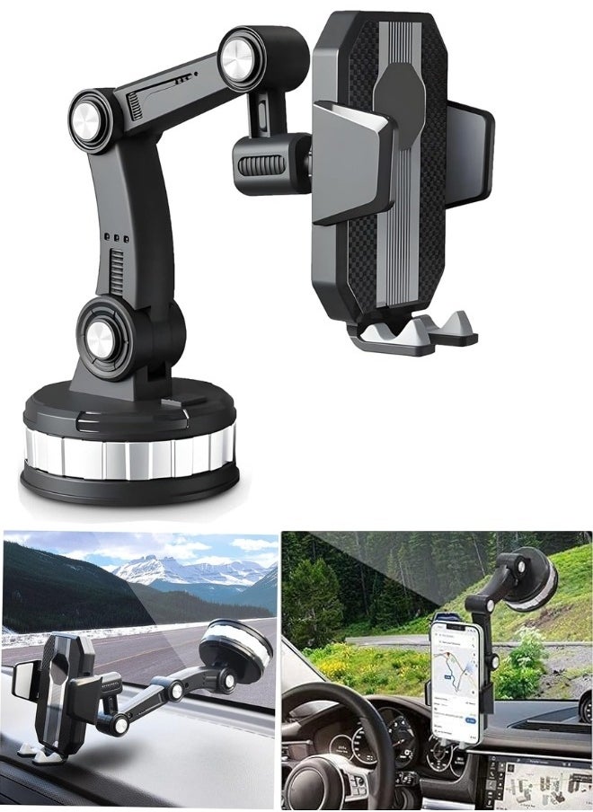 Generic 360 Degree Rotating Car Phone Holder Car Mount Holder Self Adhesive Suction Cup Car Windshield Mount for All Phones  - Image 1