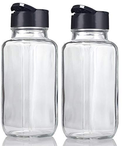 kaqer Glass Spice Jars Square Glass Bottles Spice Containers 120 ml Clear Glass Square Spice Jar with Black Sifter Two Sided Sifter Cap 2 - Image 1
