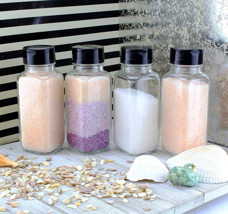 kaqer Glass Spice Jars Square Glass Bottles Spice Containers 120 ml Clear Glass Square Spice Jar with Black Sifter Two Sided Sifter Cap 2 - Image 3