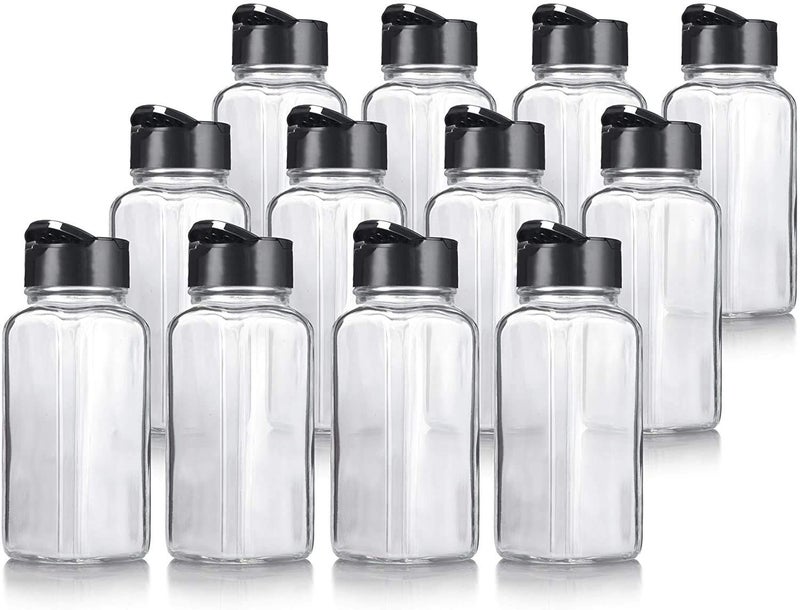 kaqer Glass Spice Jars Square Glass Bottles Spice Containers 120 ml Clear Glass Square Spice Jar with Black Sifter Two Sided Sifter Cap 2 - Image 4