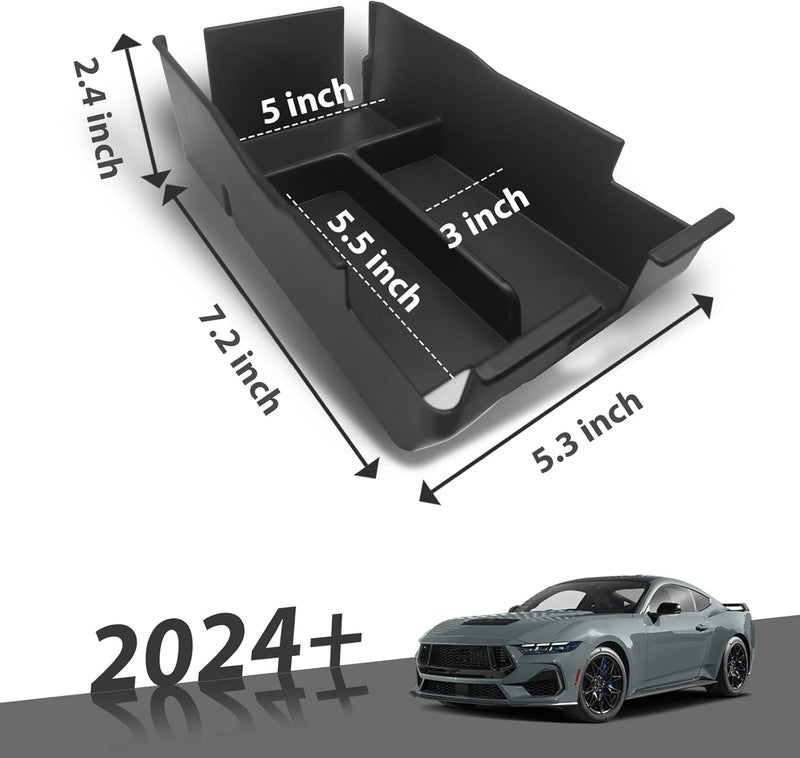 Muslogy Center Console Organizer and Door Handle Storage Box for Ford Mustang 2024 - 3PCS Set (Black) - Image 2
