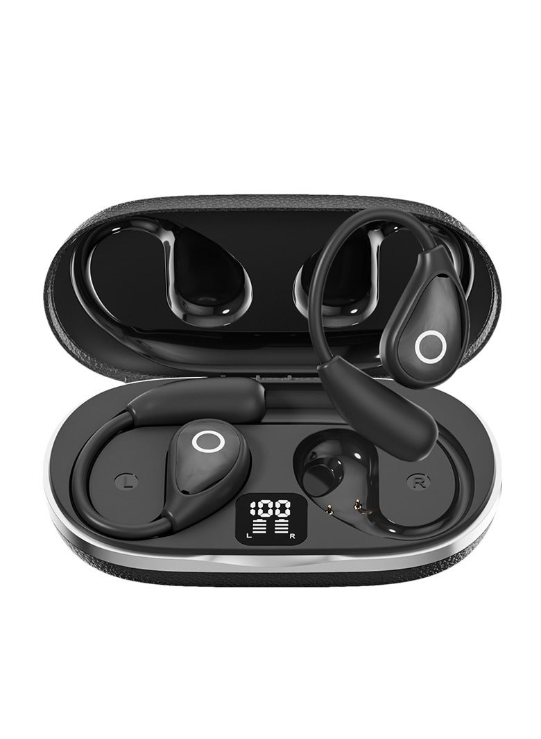 OREKO Open Ear Headphones, True Wireless Earbuds, Bluetooth 5.4 Headphones, Ultra-Comfort, Deep Bass, Clear Calls, LED Lights, OWS Bluetooth Earbuds TWS, Light-Weight Earphones Black - Image 1