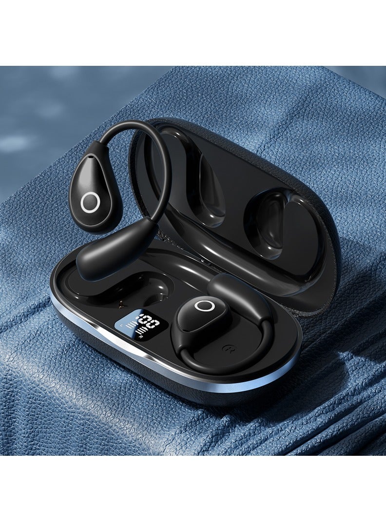 OREKO Open Ear Headphones, True Wireless Earbuds, Bluetooth 5.4 Headphones, Ultra-Comfort, Deep Bass, Clear Calls, LED Lights, OWS Bluetooth Earbuds TWS, Light-Weight Earphones Black - Image 5