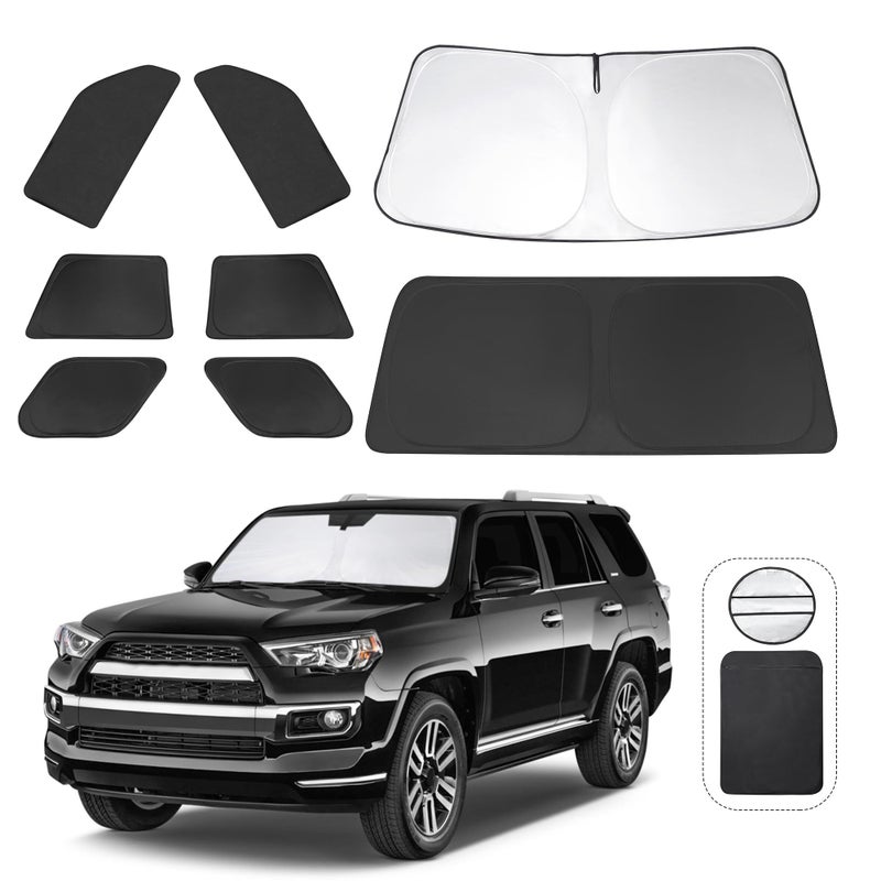 TINGLU Window Shades for Toyota 4Runner 20102024 Accessories Car Side Full Windows Rear Triangular Windshield Sun Shade Sun UV Rays  Privacy Protection for CampingNappingand Relaxing 8PCS