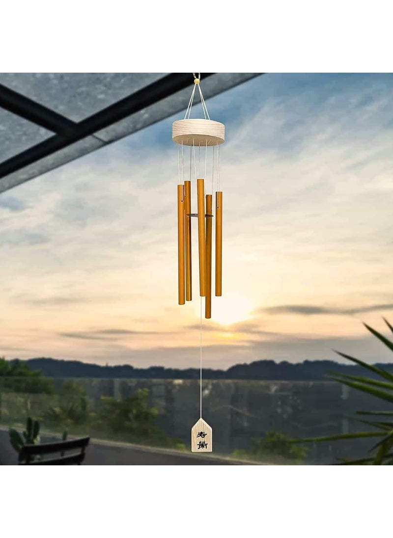 Plus Value Plus Value Feng Shui Metal Wind Chimes for Home Bedroom Balcony Garden Awesome Sound 5 Pipes Golden  - Image 1