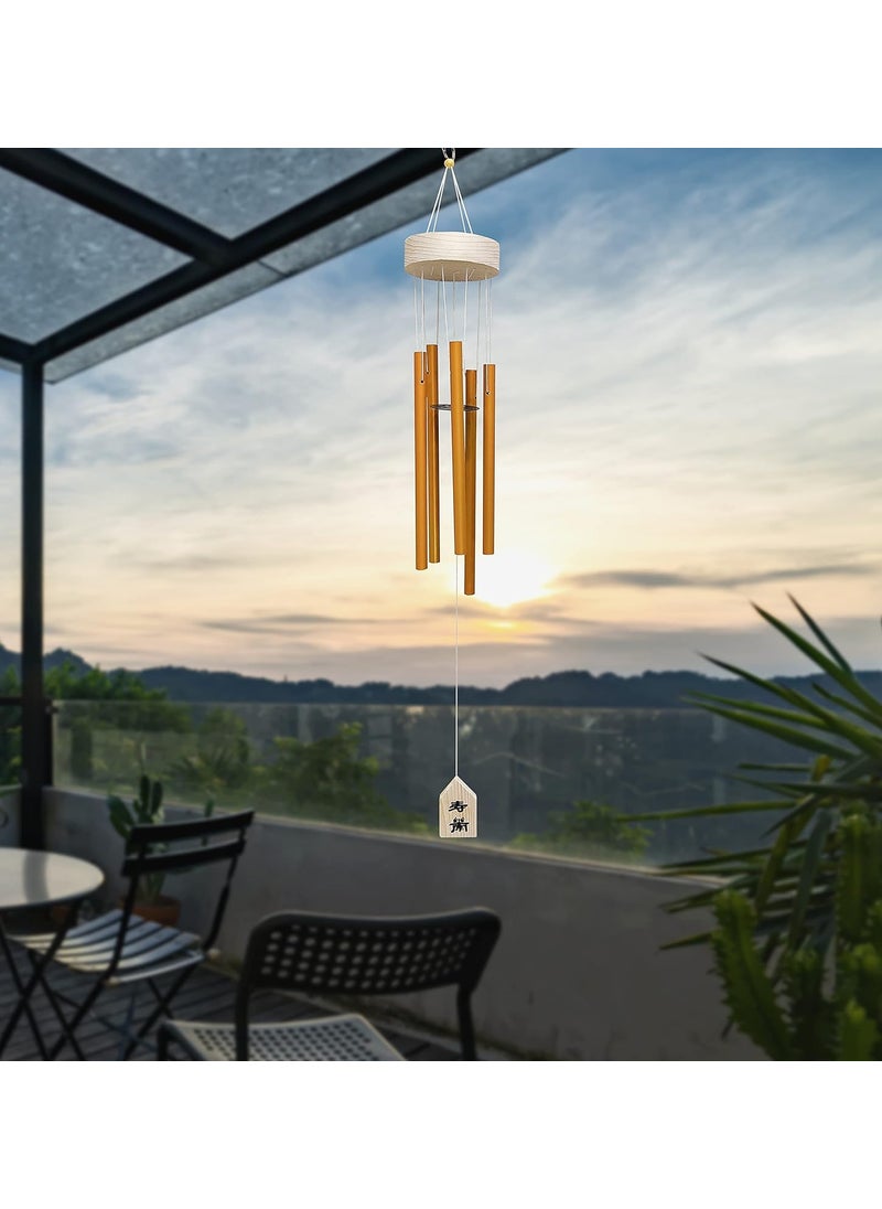 Plus Value Plus Value Feng Shui Metal Wind Chimes for Home Bedroom Balcony Garden Awesome Sound 5 Pipes Golden  - Image 4