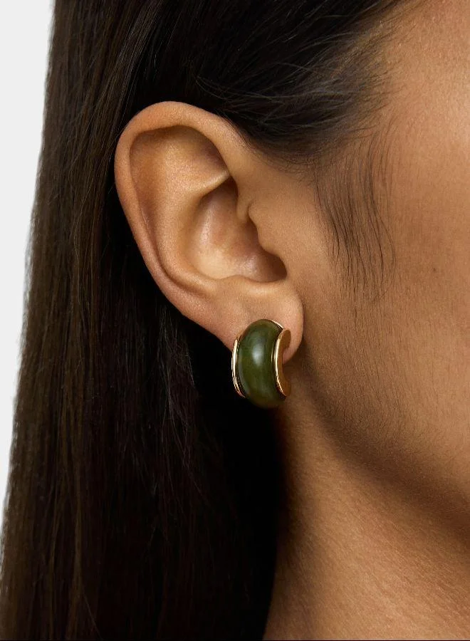 بارفوا مجموعة أقراط دائرية بتأثير حجر متعددة الألوان