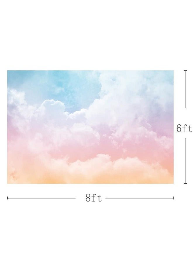 MEHOFOND Mehofoto Colorful Cloud Pastel Rainbow Photo Studio Backdrop Portrait Props Kids Birthday Party Decorations Baby Shower Photography Background Banner For Cake Table Supplies 8X6Ft  - Image 4