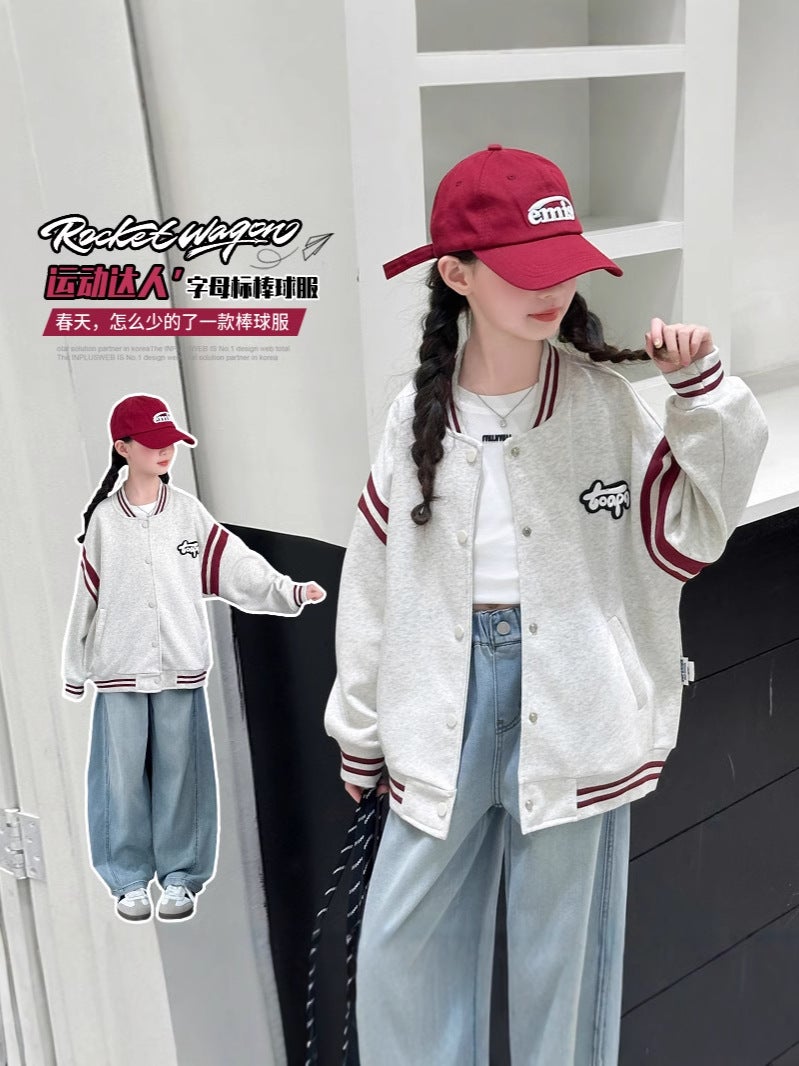 Girls' Spring Coat Children'S Western Style Large Children'S Jacket Fashionable Internet Celebrating Baseball Suit Top - Image 4