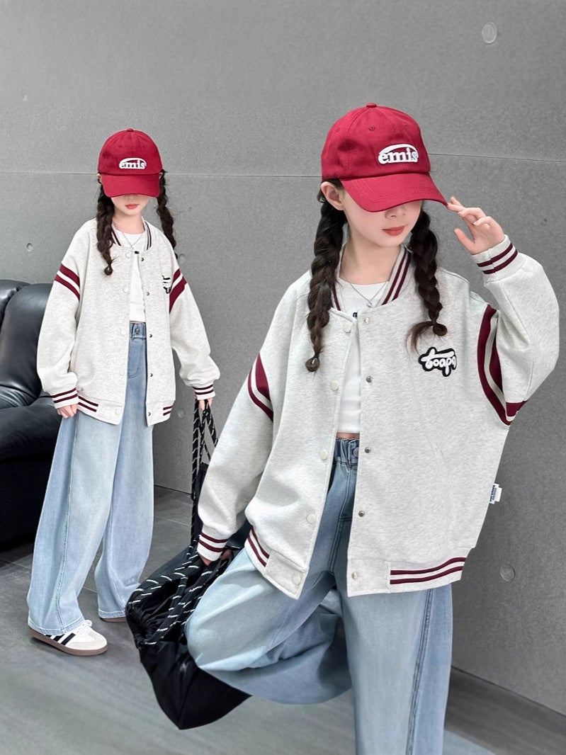 Girls' Spring Coat Children'S Western Style Large Children'S Jacket Fashionable Internet Celebrating Baseball Suit Top - Image 2
